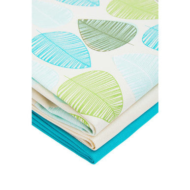 Set Of Three Green Leaf Tea Towels