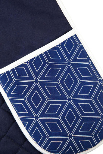Modern Retro White Blue Double Oven Glove