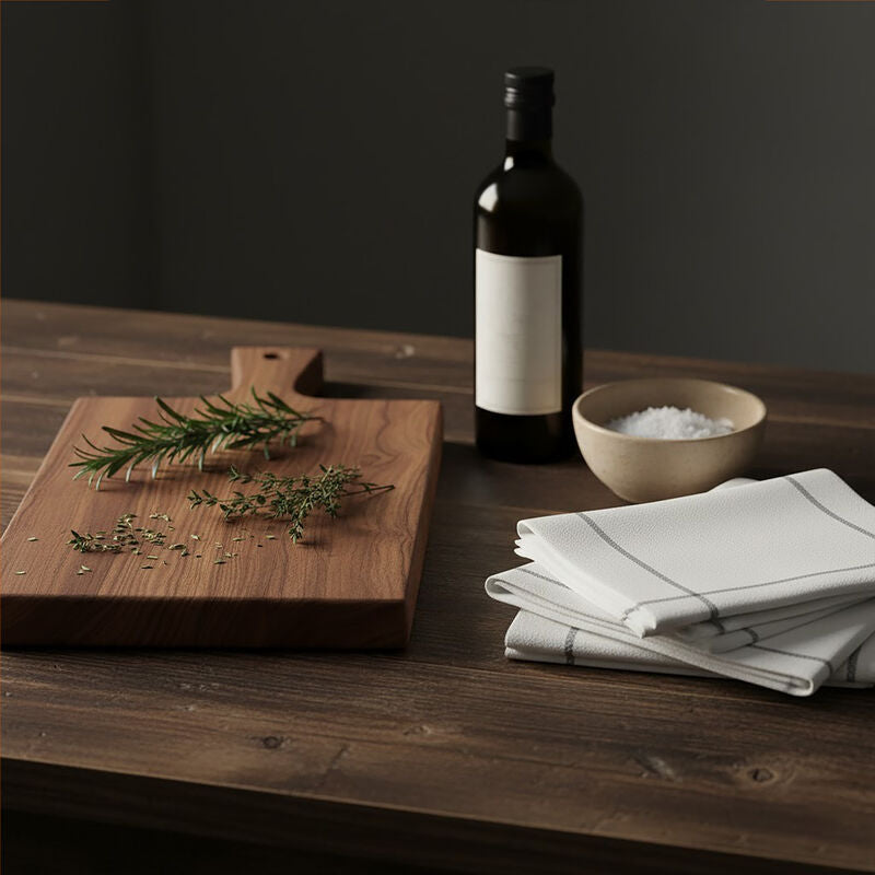 Doro Set Of 3 White and Grey Voilet Waffle Tea Towels