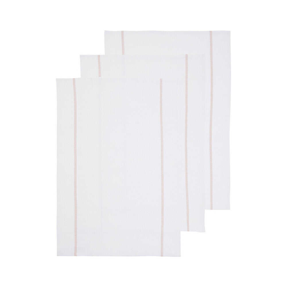 Doro Set Of Three Waffle White And Almond Tea Towels