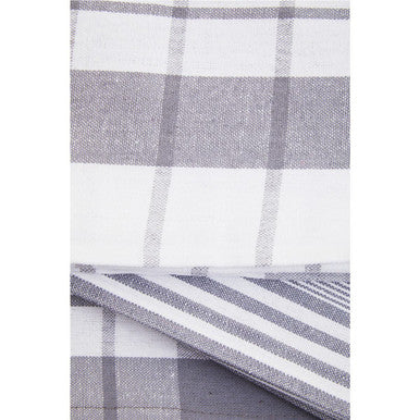 Doro Set Of Three Grey And White Tea Towels