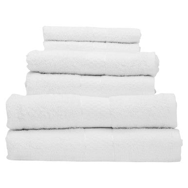Stack of white towels on a white background