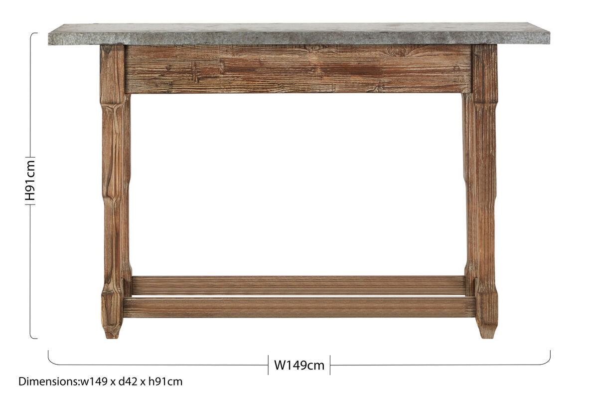 Elementary Antique Wood Finish Console Table
