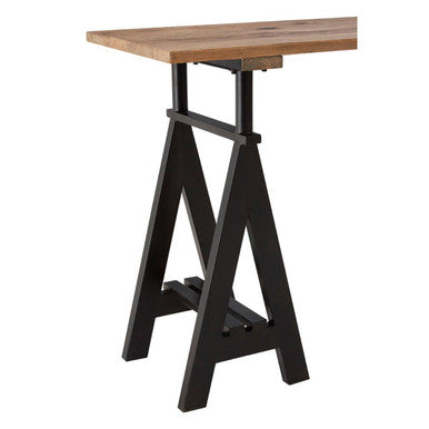 Natural Pine Wood Top Console Table with Black Metal Frame, Hampstead