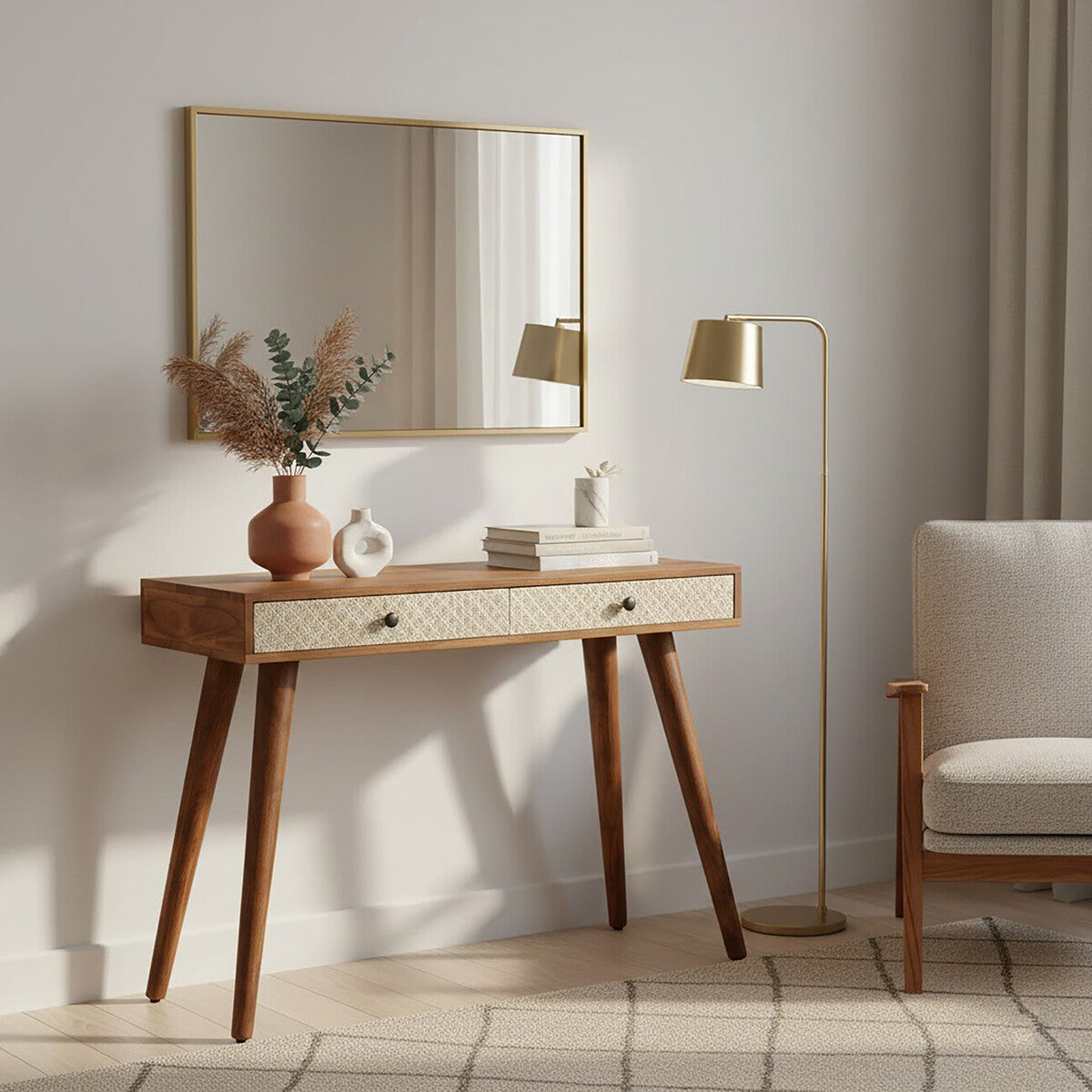 Boho 2 Drawer Acacia Wood Console Table