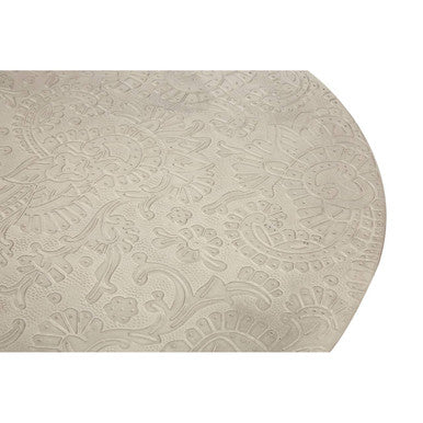 Boho White Finish Carved Metal Top Side Table