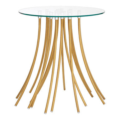 Kensington Townhouse Glass Top and Gold Base Side Table - Image 2