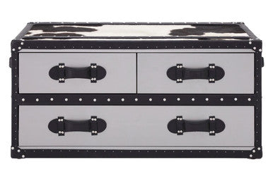 Kensington Townhouse Black And White Genuine Cowhide Coffee Table - Image 2