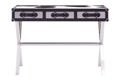 Kensington Townhouse Black And White Genuine Cowhide Console Table - Image 2