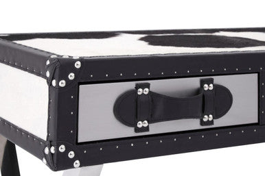 Kensington Townhouse Black And White Genuine Cowhide Console Table - Image 8