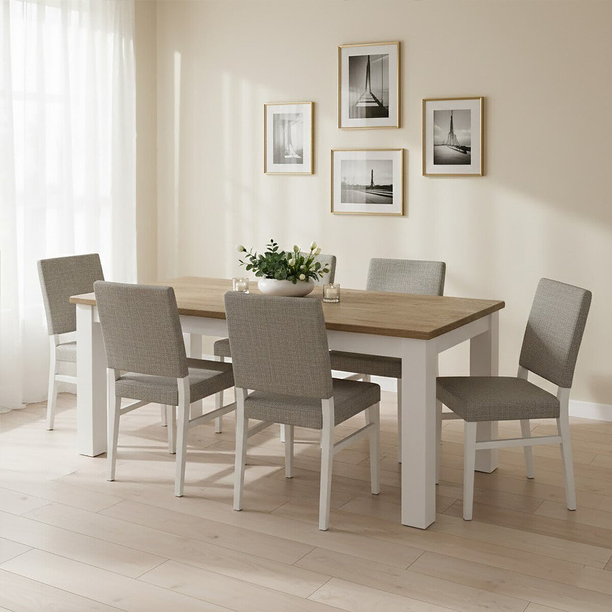 Hampstead Oak Top White Dining Table - Image 3
