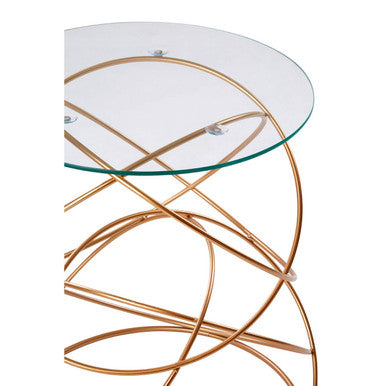 Lexa Glass Top Table With Gold Finish Metal Frame