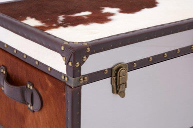 Kensington Townhouse Brown And White Genuine Cowhide Storage Trunk