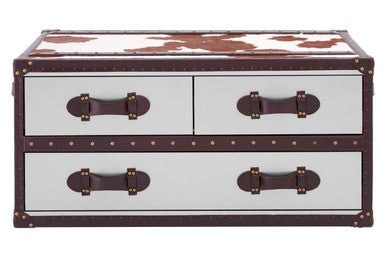 Kensington Townhouse Brown And White Genuine Cowhide Coffee Table - Image 2