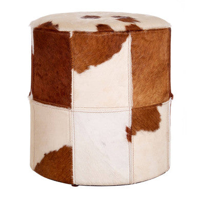 Kensington Townhouse Brown And White Cowhide Hair on Leather Stool - Image 2
