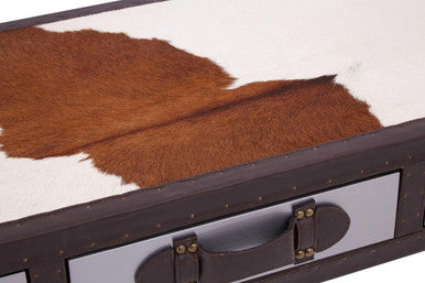 Kensington Townhouse Brown And White Genuine Cowhide Console Table - Image 7