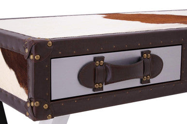Kensington Townhouse Brown And White Genuine Cowhide Console Table - Image 8