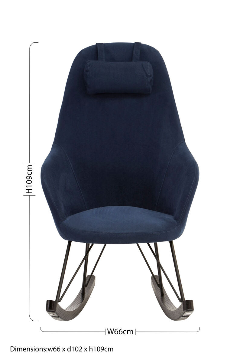 Kolding Blue Fabric Rocking Chair