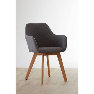 Stockholm Grey Fabric Chair With Wood Legs