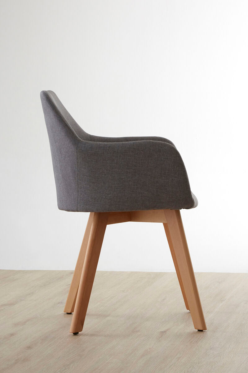 Stockholm Grey Fabric Chair With Wood Legs