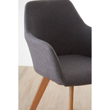 Stockholm Grey Fabric Chair With Wood Legs