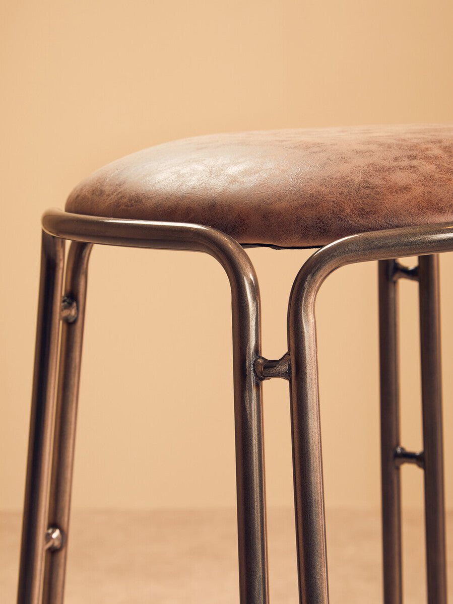 Dalston Mocha Bar Stool With Gunmetal Legs