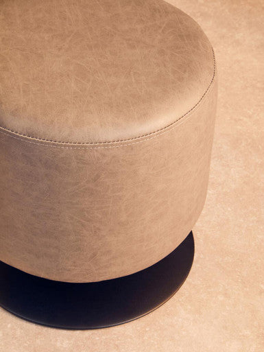 Dalston Ash Grey Faux Leather Pouffe
