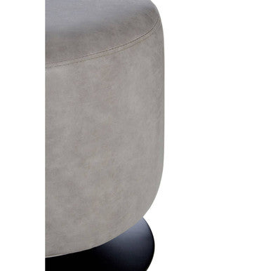 Dalston Ash Grey Faux Leather Pouffe