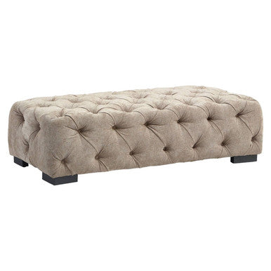 Fenton Natural Fabric Tufted Rectangular Footstool - Image 4