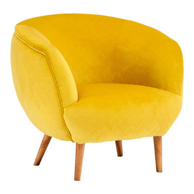 Oscar Yellow Fabric Curved Lounge Chair