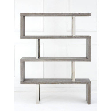 Ulmus Grey Elm Wood 4 Tier Bookshelf