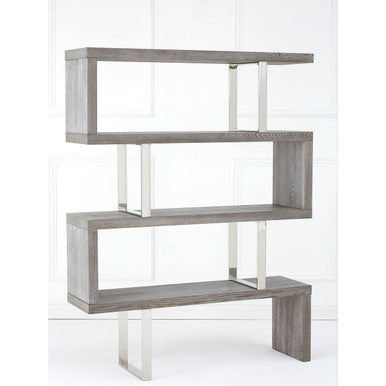 Ulmus Grey Elm Wood 4 Tier Bookshelf