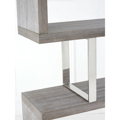 Ulmus Grey Elm Wood 4 Tier Bookshelf