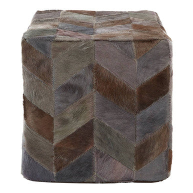 Safira Light Grey Patchwork Pouffe
