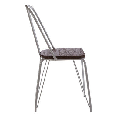 District Grey Metal Frame And Elm Wood Chair