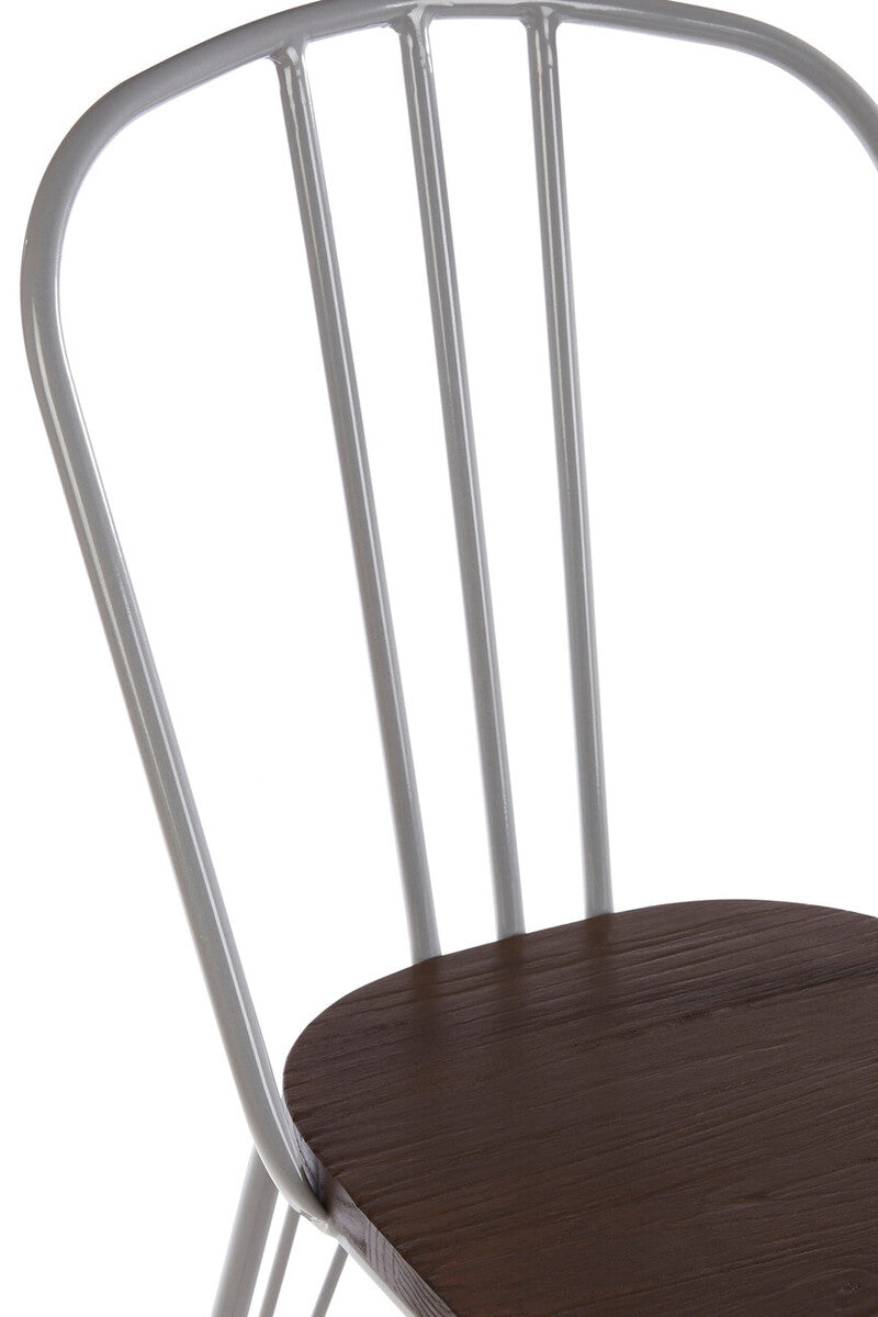 District Grey Metal Frame And Elm Wood Chair