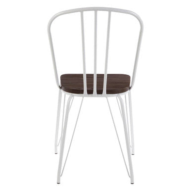 District White Metal Frame with Elm Wood Dining Chair