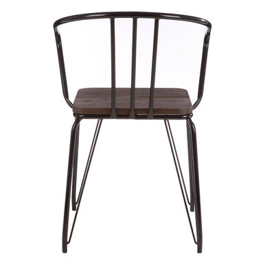 District Black Metal And Elm Wood Armchair