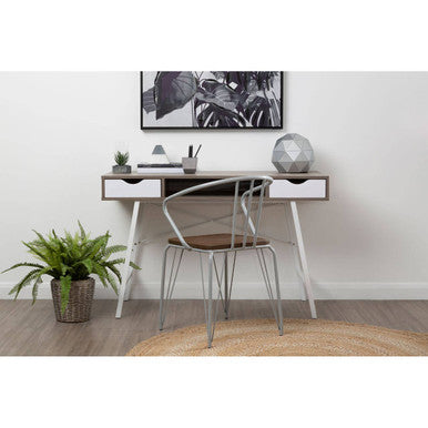 District Grey Metal And Elm Wood Armchair