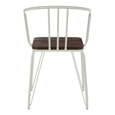 District White Metal And Elm Wood Armchair