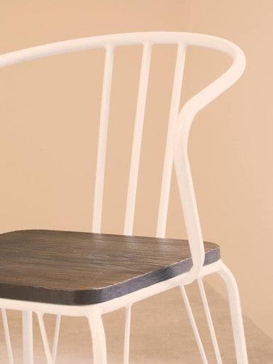 District White Metal And Elm Wood Armchair