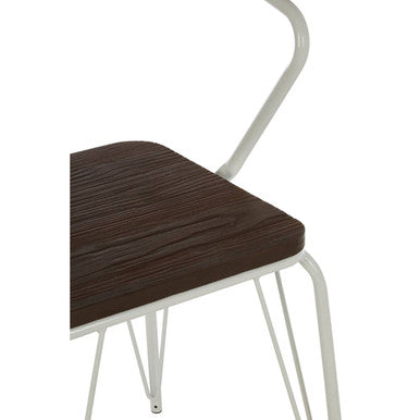 District White Metal And Elm Wood Armchair