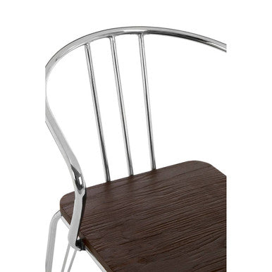 District Chrome Metal And Elm Wood Arm Chair