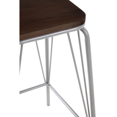 District Grey Metal And Elm Wood Stool