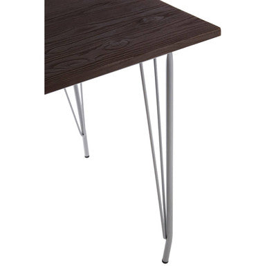 Grey Metal Legs and Brown Elm Wood Top Dining Table, District