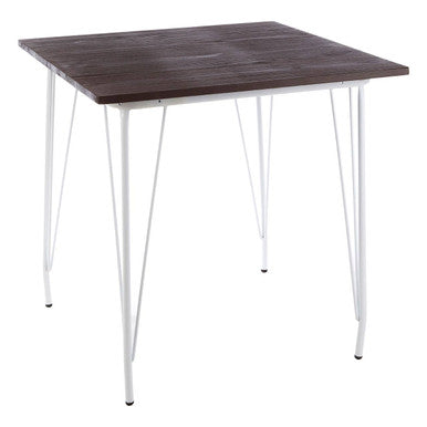 White Metal Legs and Brown Elm Wood Top Square Dining Table, District