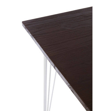 White Metal Legs and Brown Elm Wood Top Square Dining Table, District