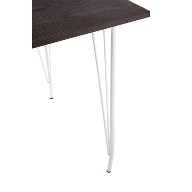 White Metal Legs and Brown Elm Wood Top Square Dining Table, District