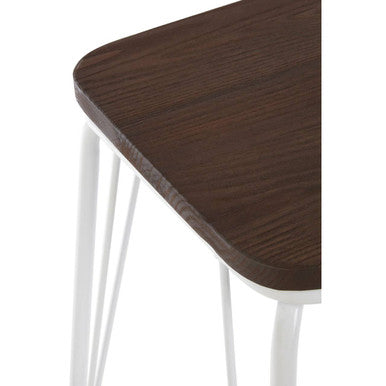District White Metal And Elm Small Wood Stool