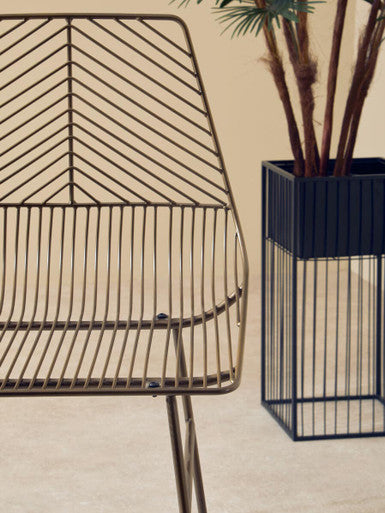 District Bronze Metal Wire Tapered Bar Chair